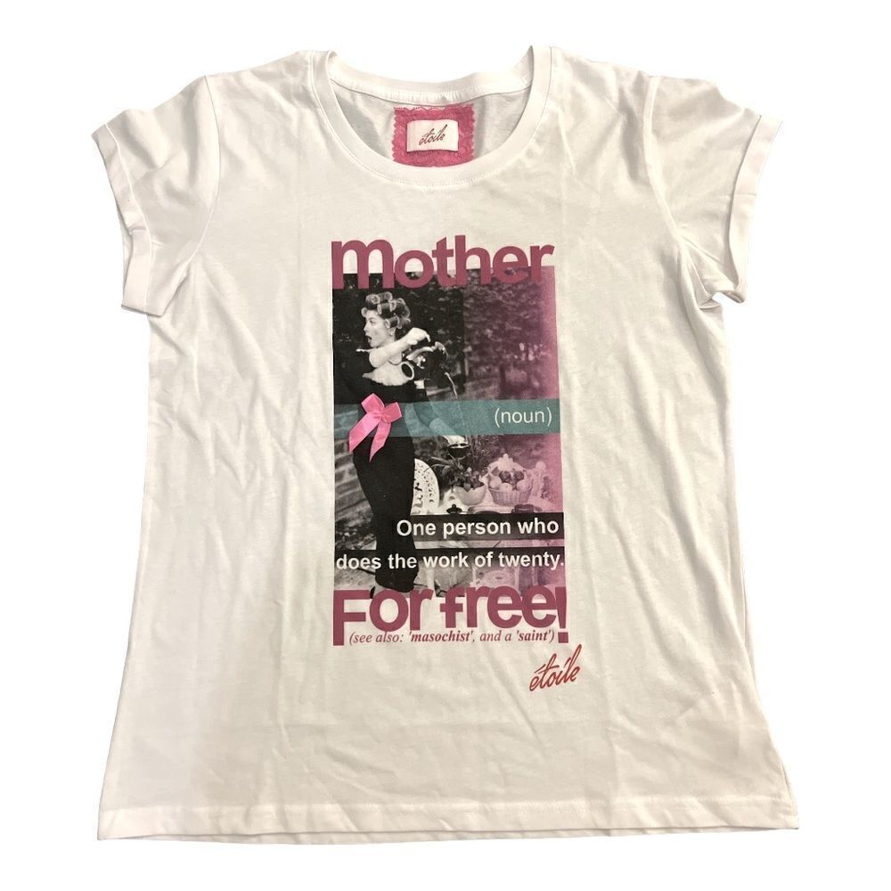 ETOILE Women’s Mother Graphic Short Sleeve Tee Shirt White Size Large